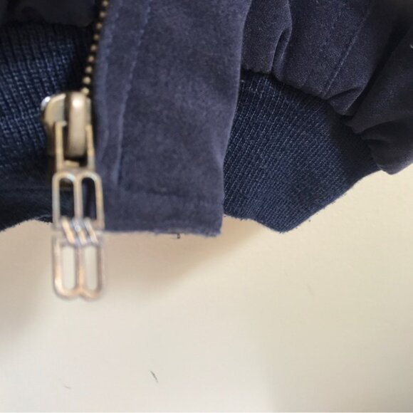 Balenciaga Bomber Navy Jacket Logo Zipper Pocket Lined Vintage Minimalist Coat M - Picture 7 of 16